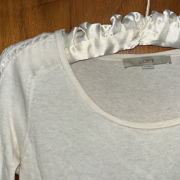 LOFT white sweater with sleeve detail - Picture 2 of 3